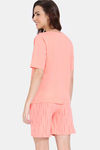 Zivame Peeking Barks Knit Cotton Shorts Set - Peach Nector — thumbnail 4